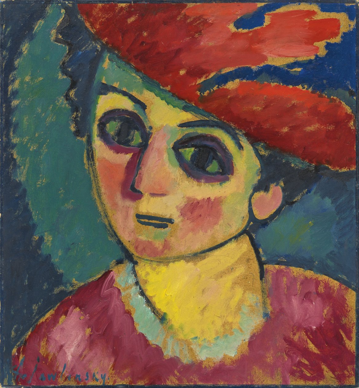 röd hatt av Alexej von Jawlensky