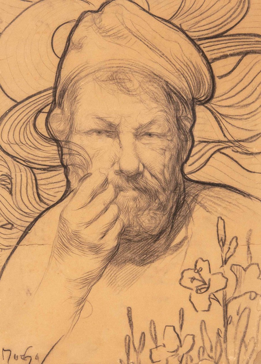 Självporträtt, 1900-1910-tal. av Alfons Marie Mucha
