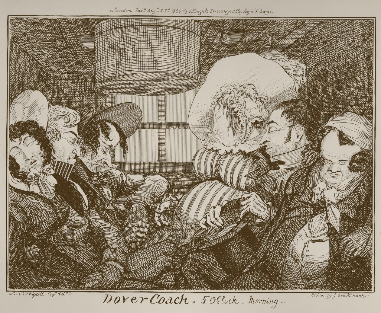 Dover Coach, klockan 5 på morgonen, etsat av George Cruikshank, 1826 av Alfred Crowquill