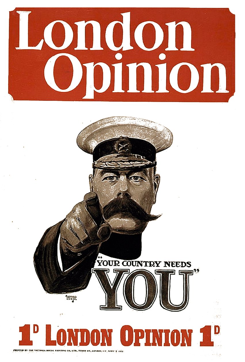 Ditt land behöver dig, affisch för London Opinion, 1914 (se även 699126). av Alfred Leete