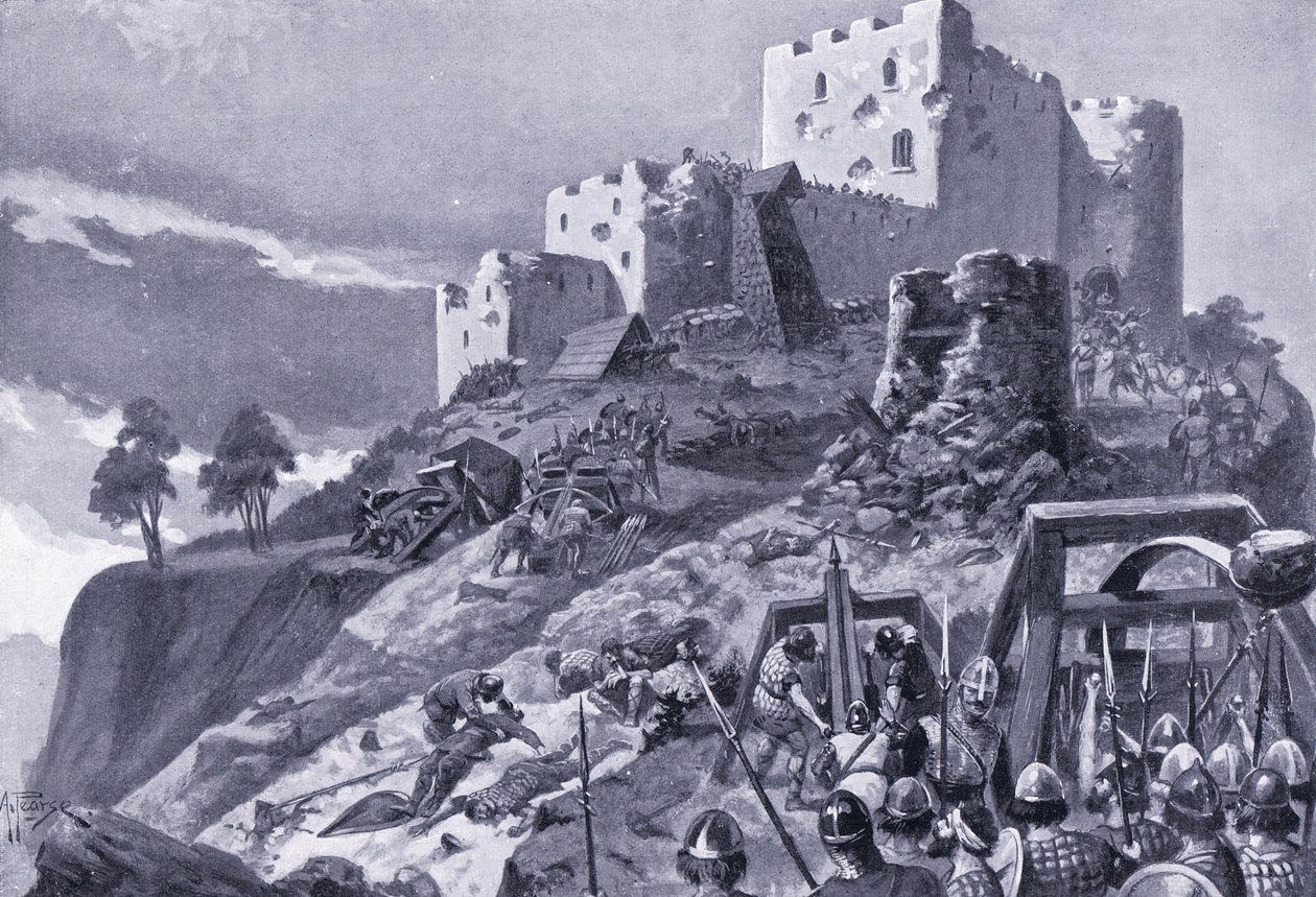 Walesarnas attack mot Montgomery Castle AD1095, 1920-talet av Alfred Pearse