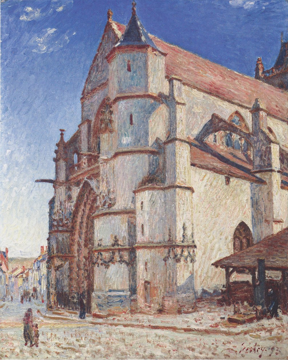 Morets kyrka i gryningen av Alfred Sisley