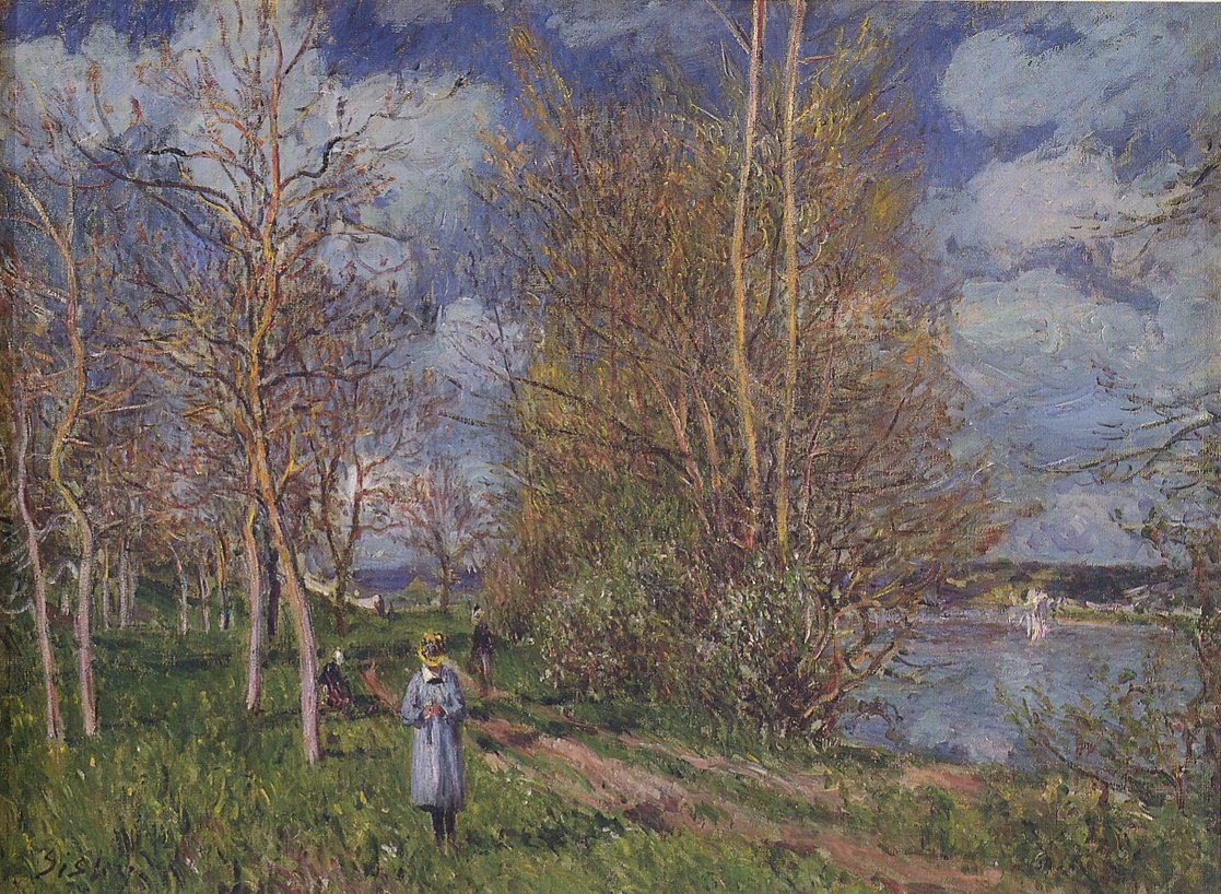 Die kleinen Wiesen im Frühling av Alfred Sisley