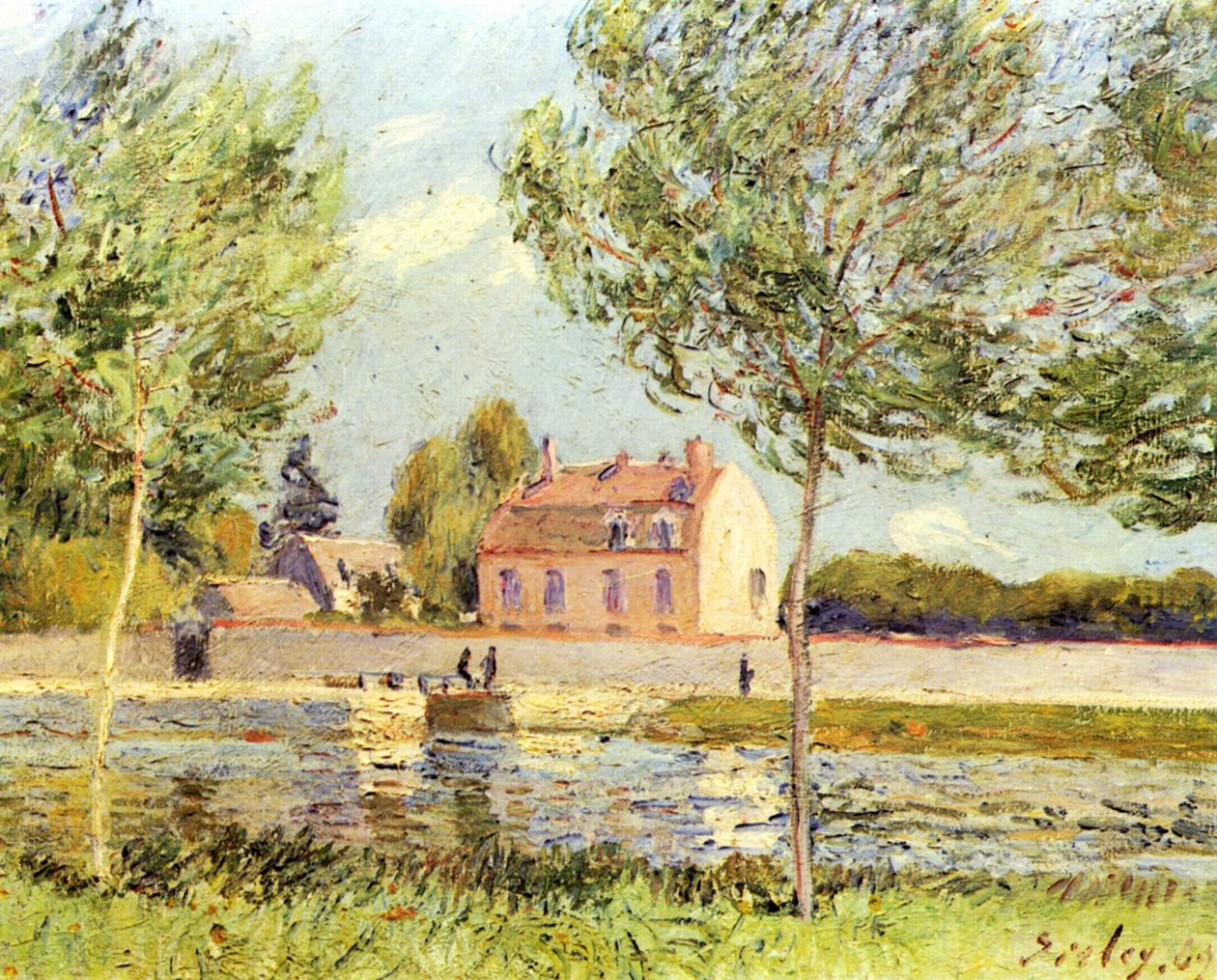 Hus vid Loings stränder av Alfred Sisley