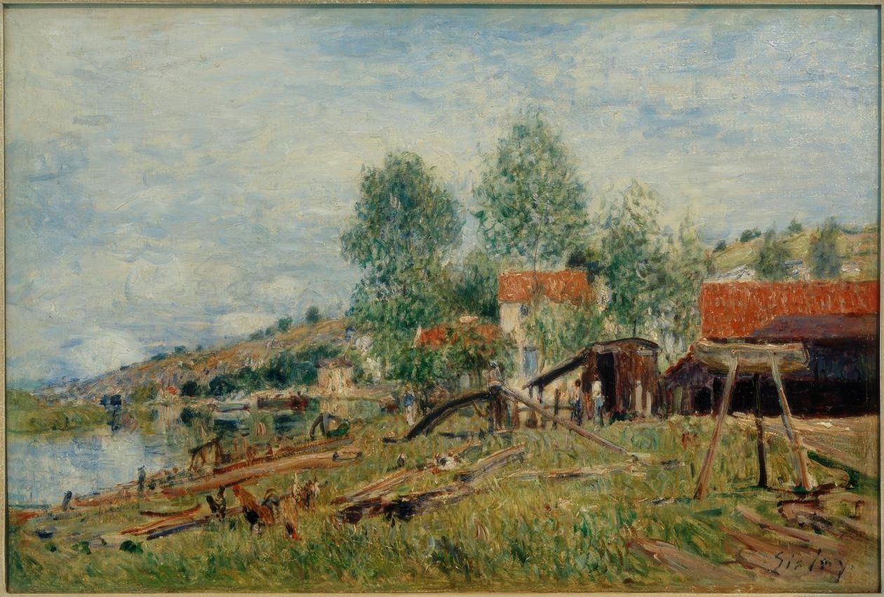 Byggarbetsplatsen i St. Mammès av Alfred Sisley