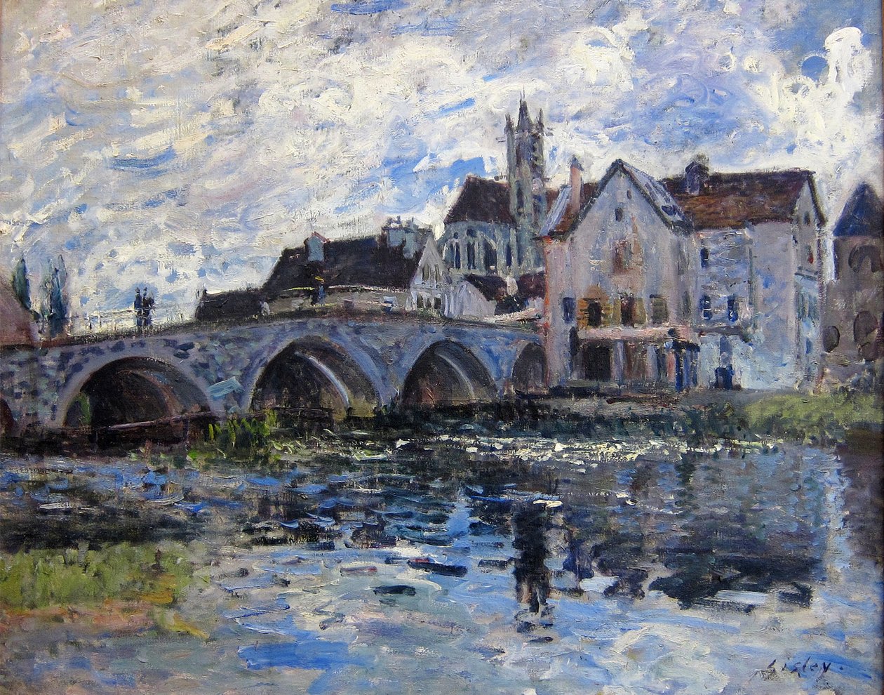 Le pont de Moret, effet dorage  av Alfred Sisley