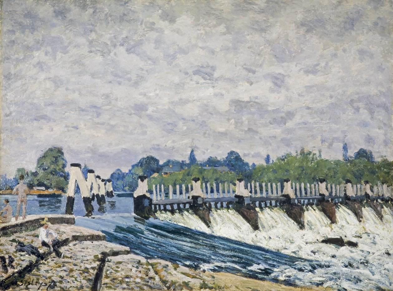 Molesey Weir, Hampton Court av Alfred Sisley