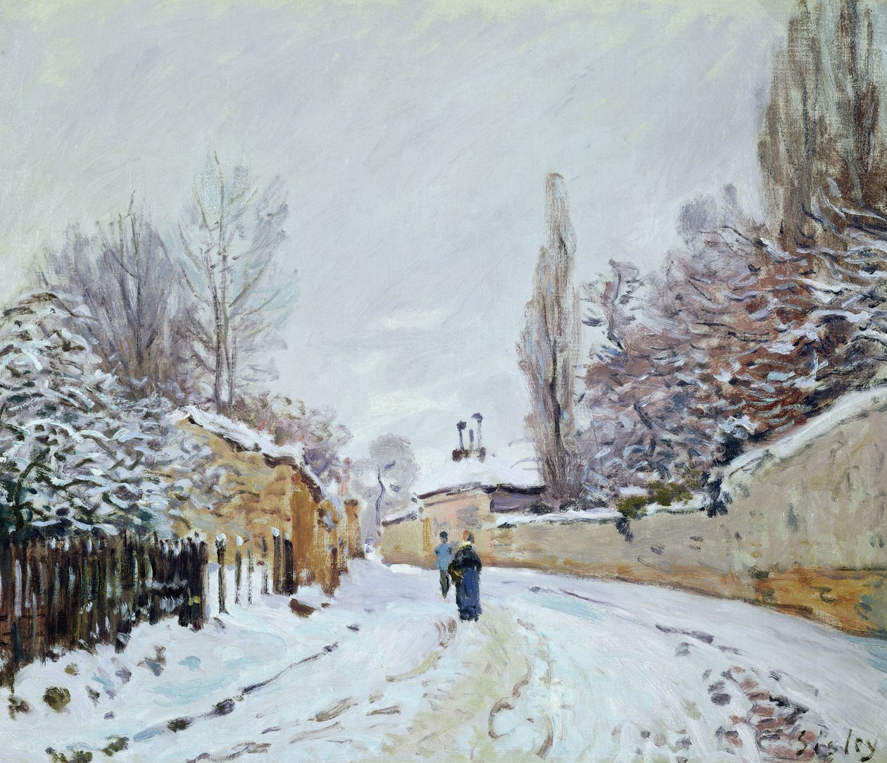 Road under Snow, nära Louveciennes, 1876 av Alfred Sisley