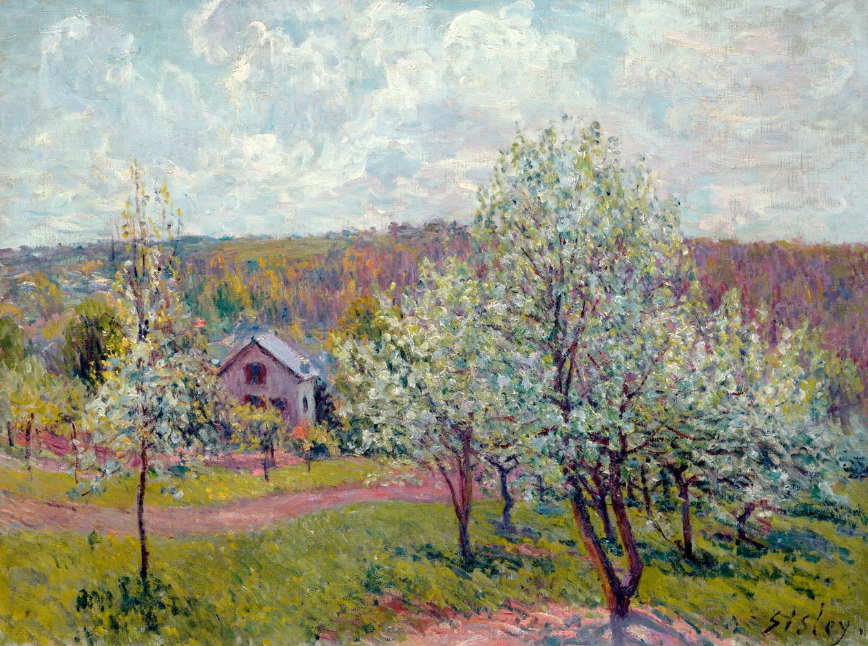 Vår i omgivningarna av Paris, Apple Blossom, 1879 av Alfred Sisley