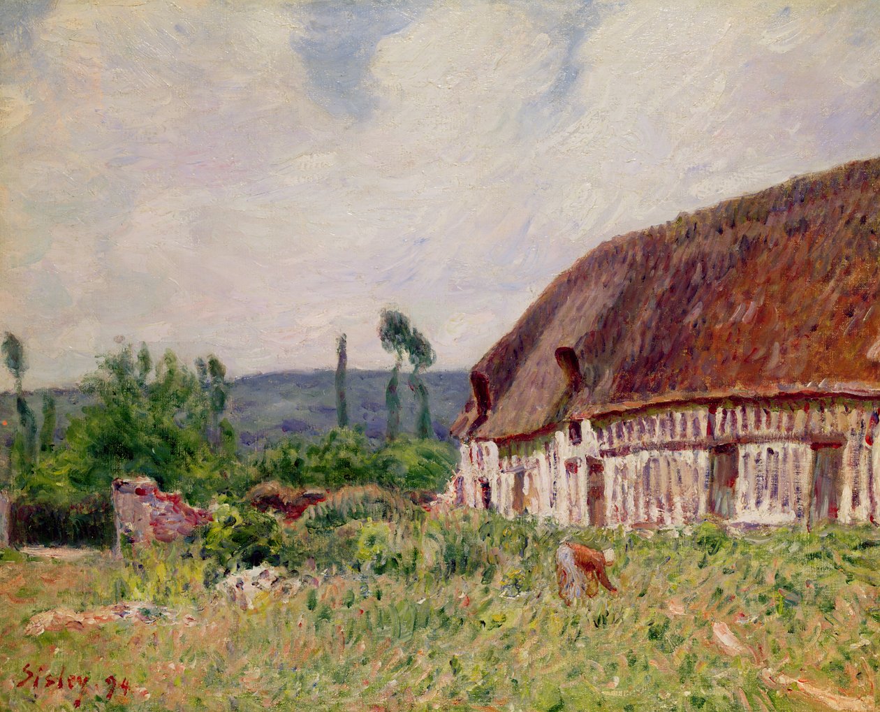 Stuga med halmtak i Normandie, 1894 av Alfred Sisley