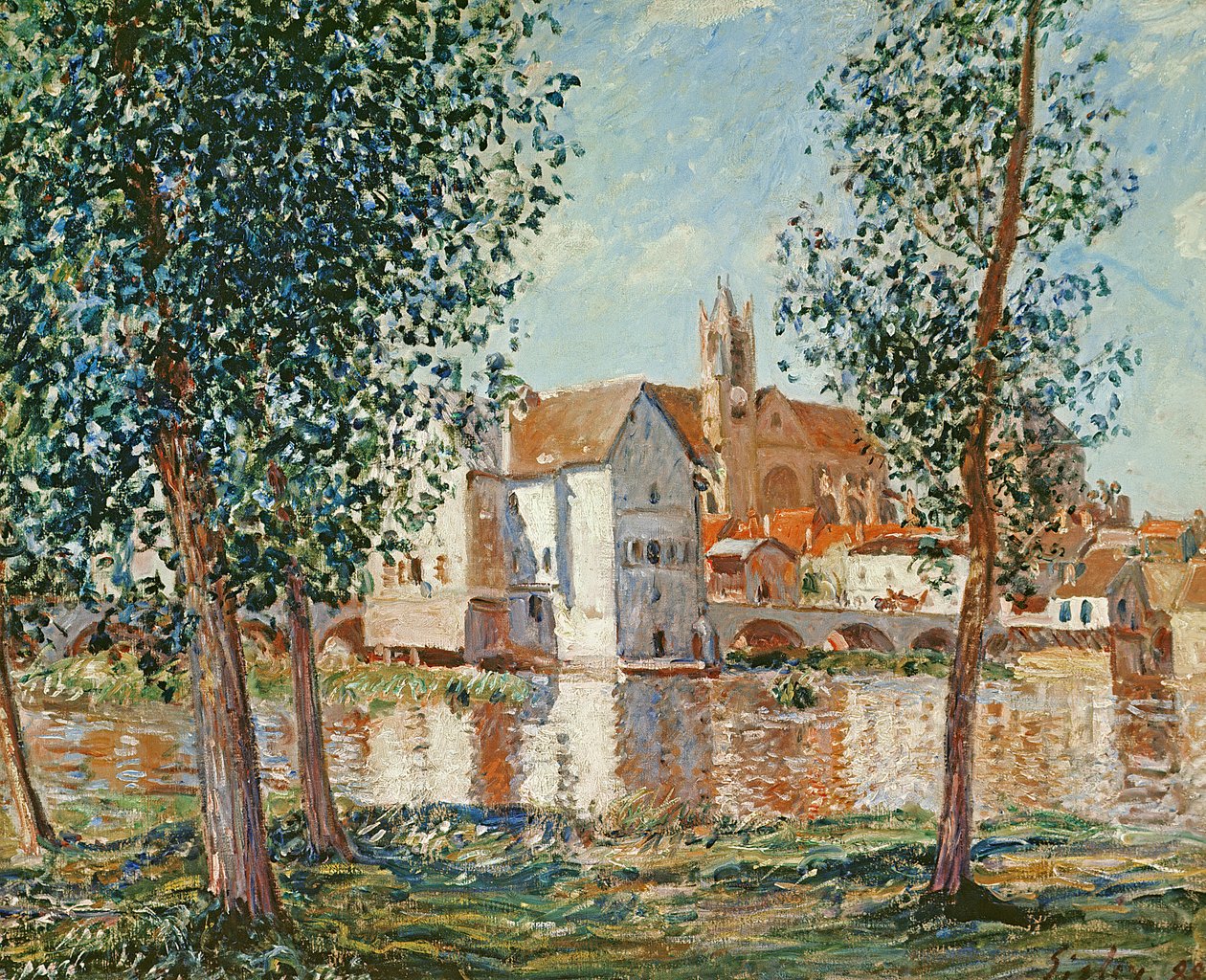 The Loing at Moret, septembermorgon av Alfred Sisley