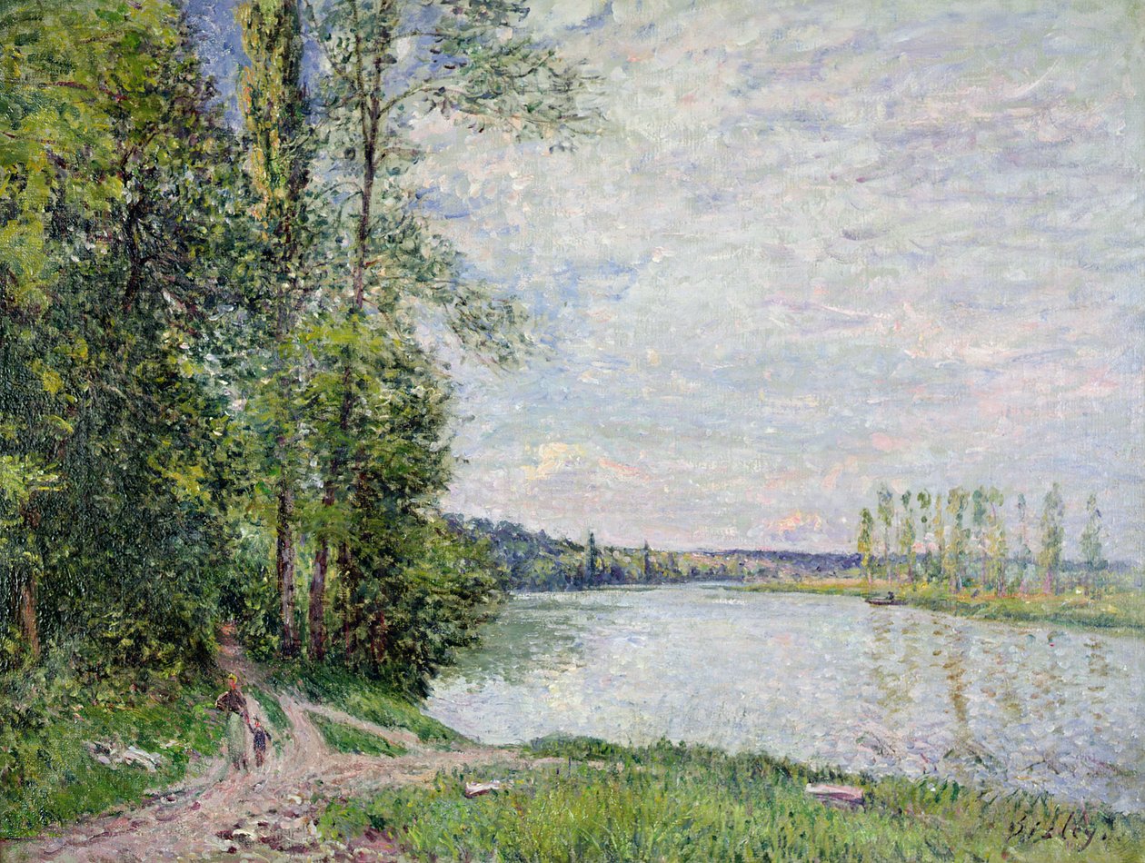 Riverside Road från Veneux till Thomery, 1880 av Alfred Sisley