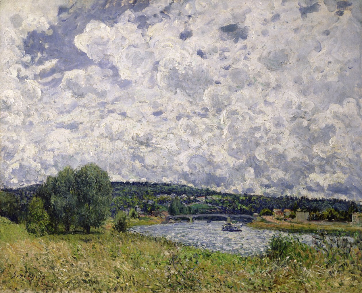 Seinen i Suresnes, 1877 av Alfred Sisley