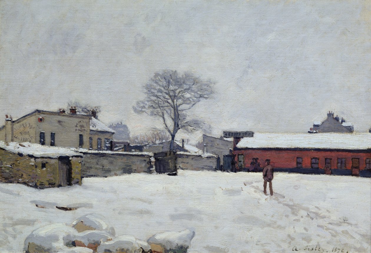 Under Snow: gården i Marly-le-Roi, 1876 av Alfred Sisley