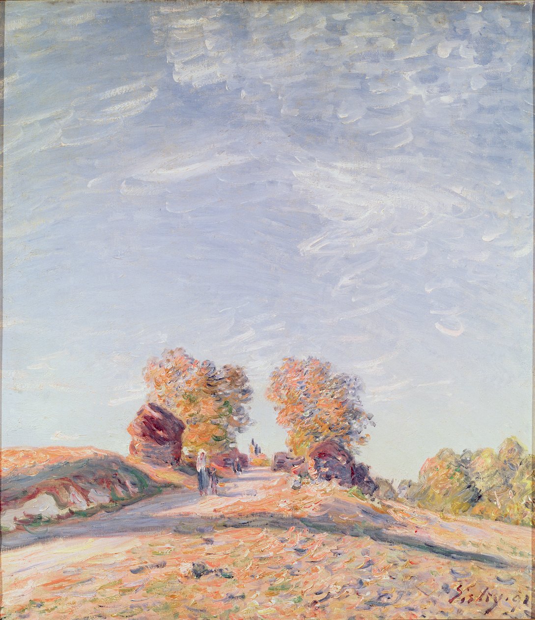 Uphill Road i Sunshine, 1891 av Alfred Sisley