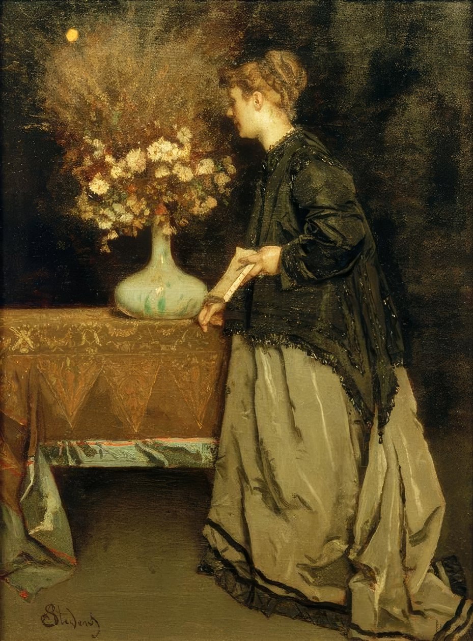 A.Stevens, Herbstblumen av Alfred Emile Stevens