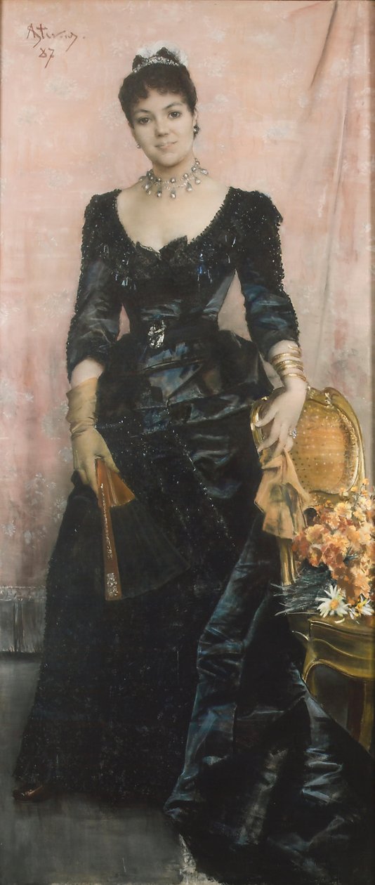 Portrait of La Baronne du Mesnil  av Alfred Emile Stevens
