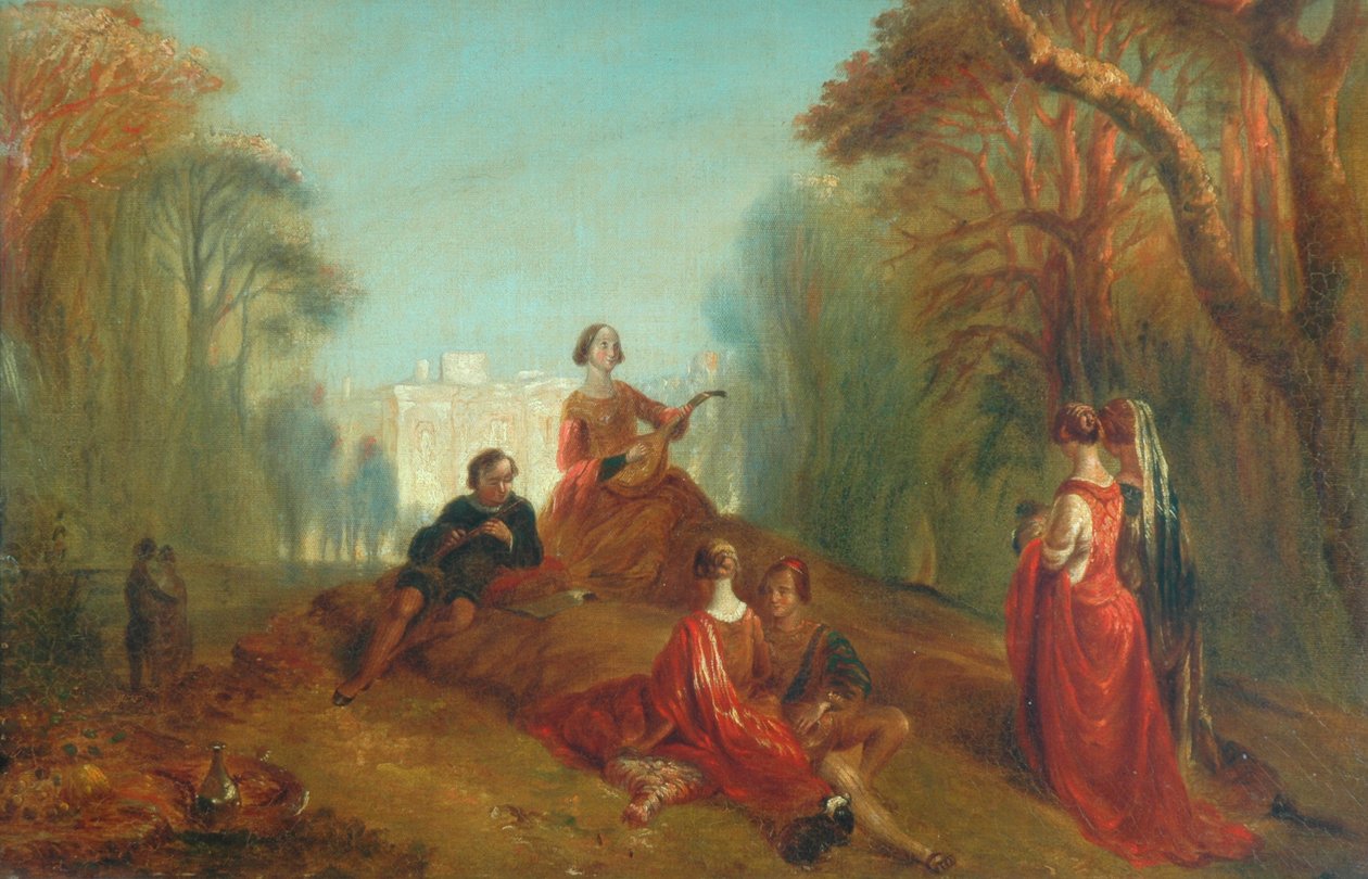 Figurer i en park av Alfred Woolmer