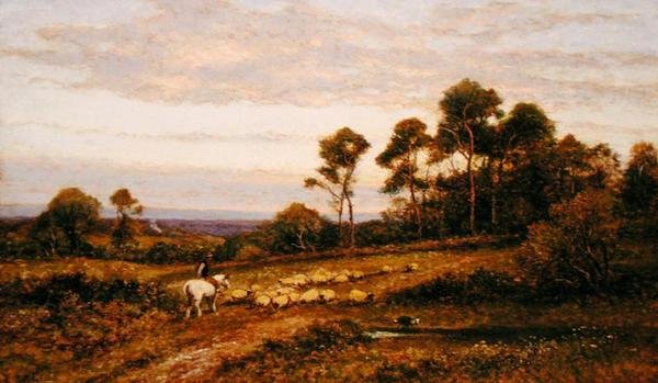 A Surrey Pasture (olja på duk) av Alfred Augustus Glendening