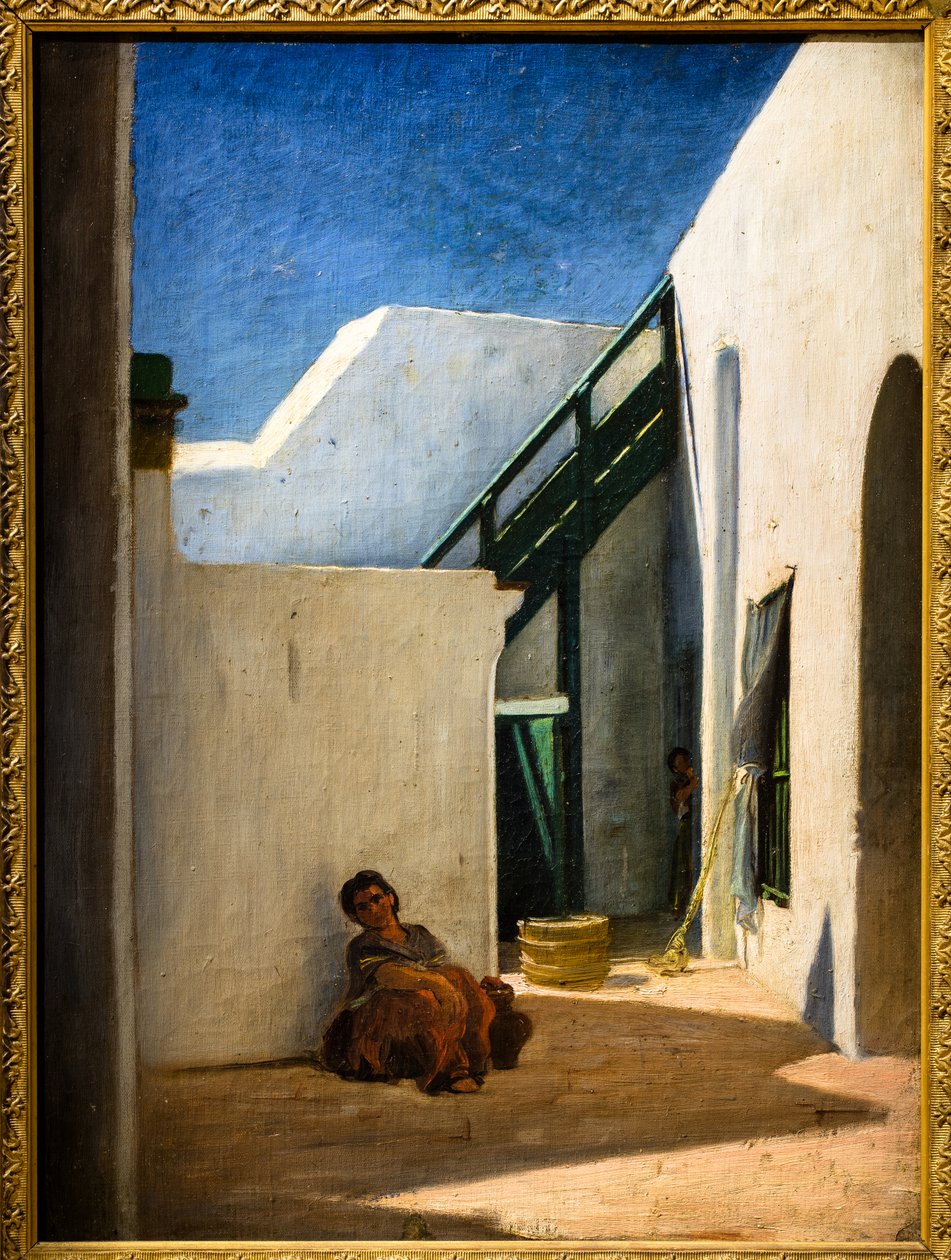 Marockanskt hus innergård av Alfred Dehodencq