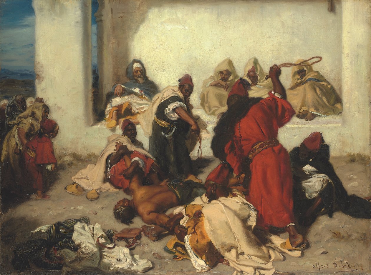 Den tillfångatagna tjuven (olja på duk) av Alfred Dehodencq