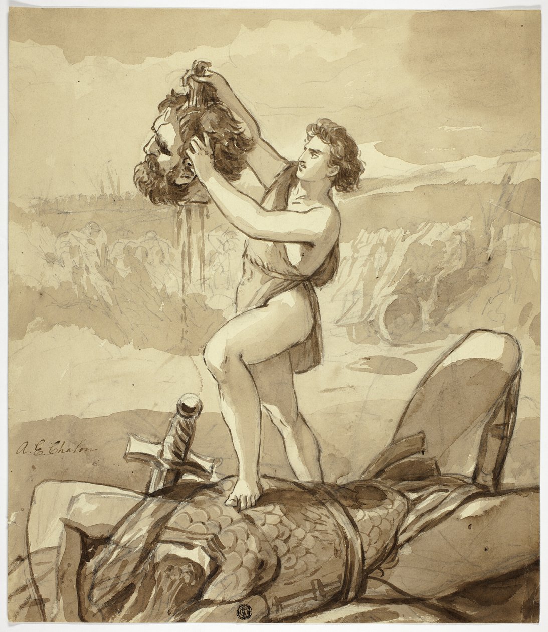 David och Goliat av Alfred Edward Chalon