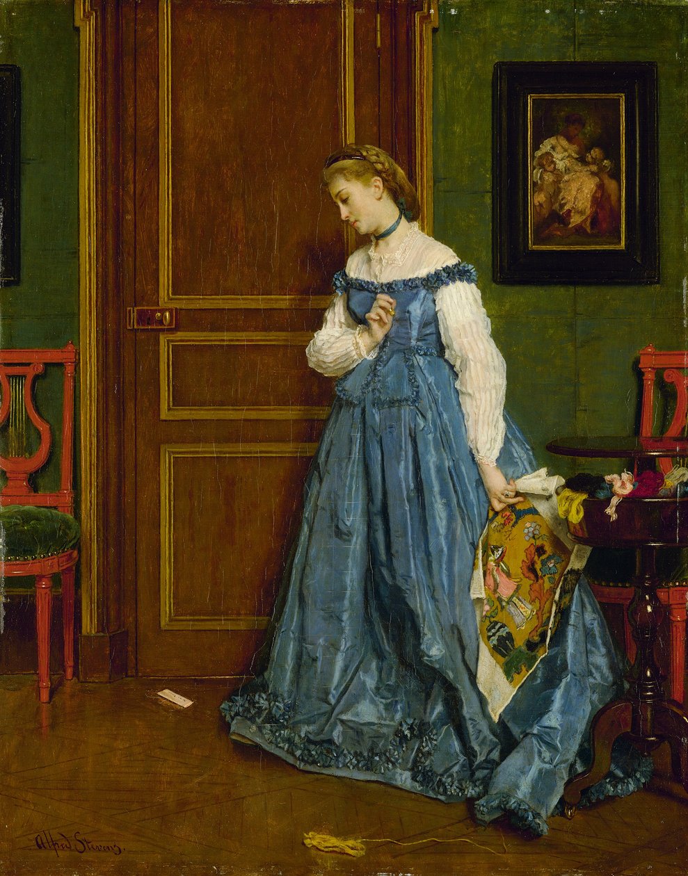Tveka, möjligen Madame Monteaux, c.1867 av Alfred Emile Stevens