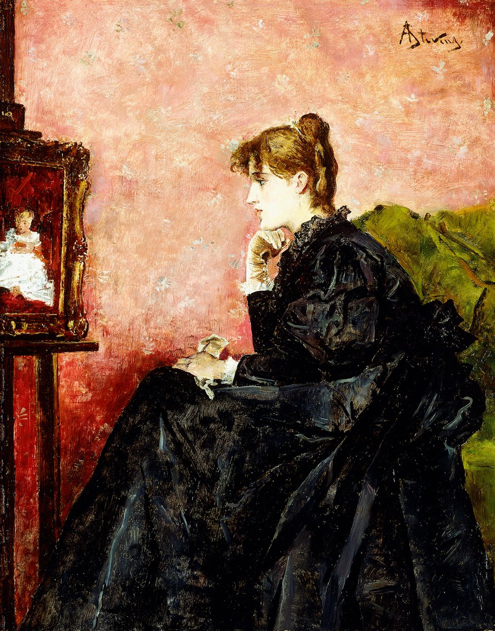 Dam i svart, av Alfred Emile Stevens