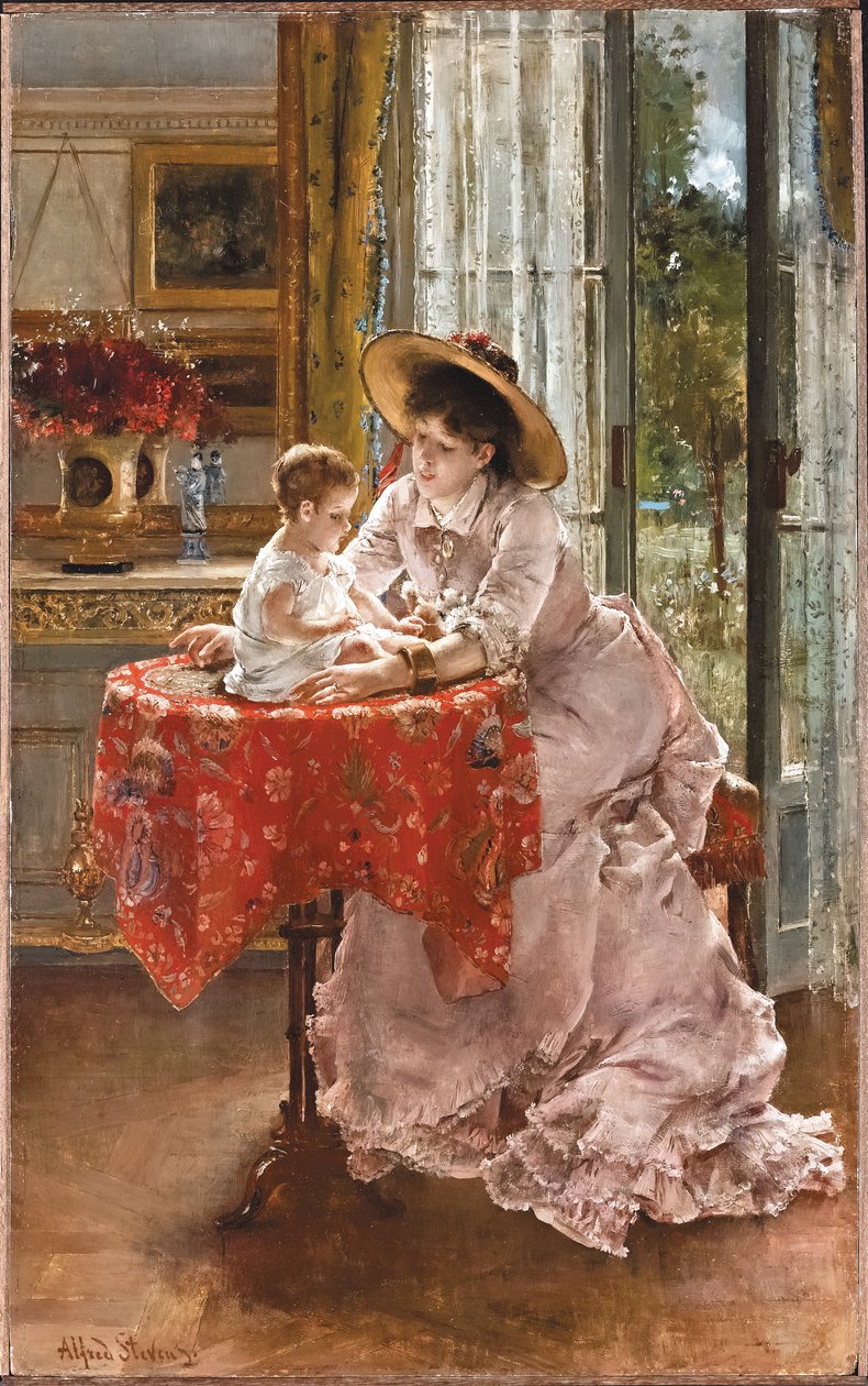 Den nöjda modern, 1872 av Alfred Emile Stevens