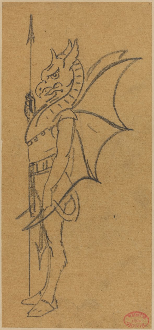 Figur klädd som en Griffin av Alfred Grevin