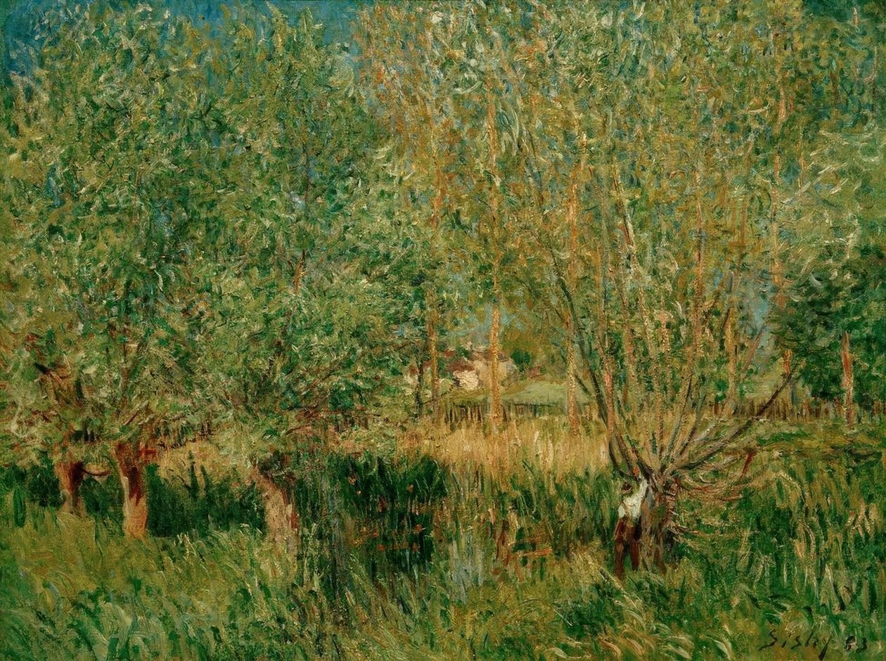 A.Sisley, betesmarker på stranden av Orvanne av Alfred Sisley