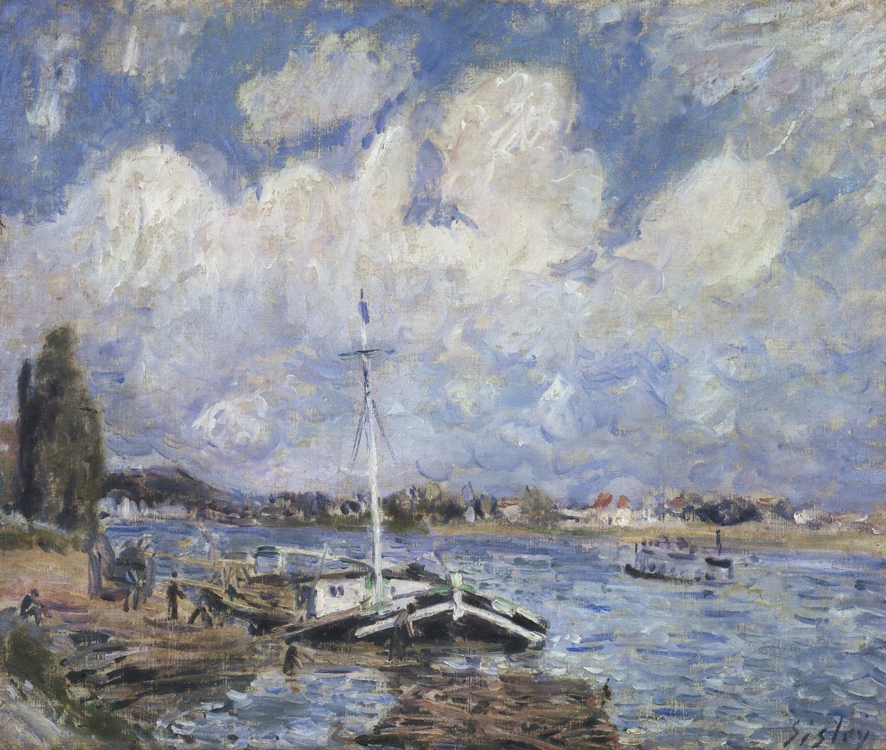 Båtar på Seine, ca 1877 av Alfred Sisley