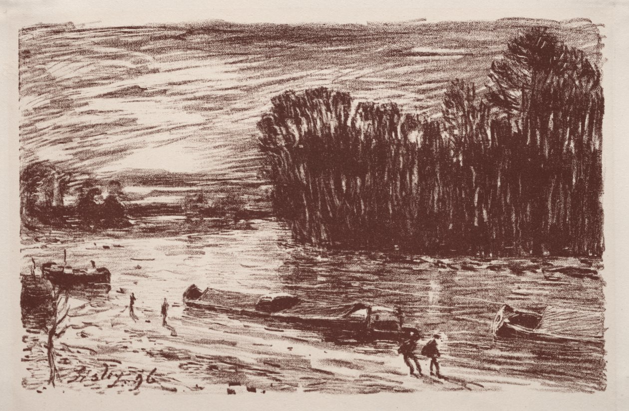 Banks of the Loing, nära Saint-Mammès av Alfred Sisley