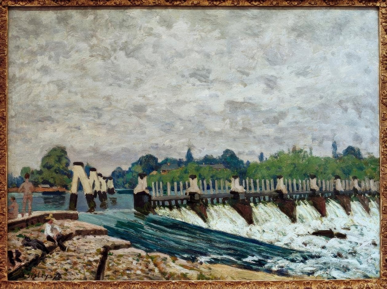Molesey-dammen vid Hampton Court av Alfred Sisley