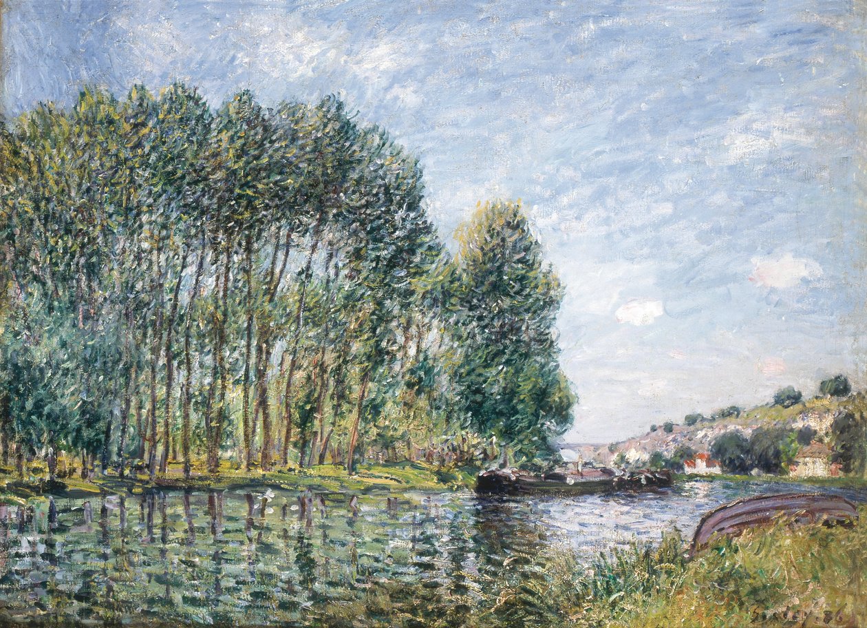 Franska: Tournant du Loing à Moret av Alfred Sisley
