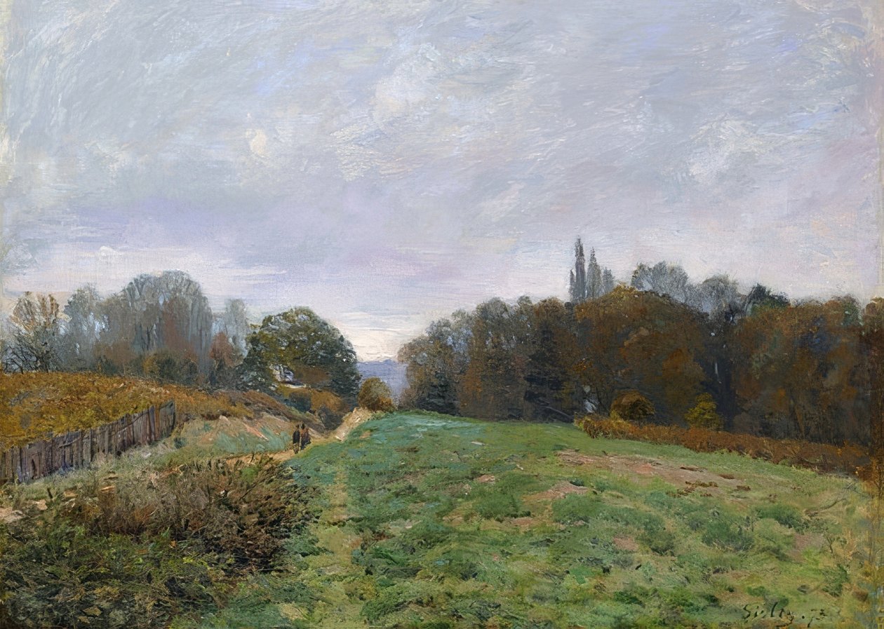 Landskap nära Louveciennes. 1873 av Alfred Sisley