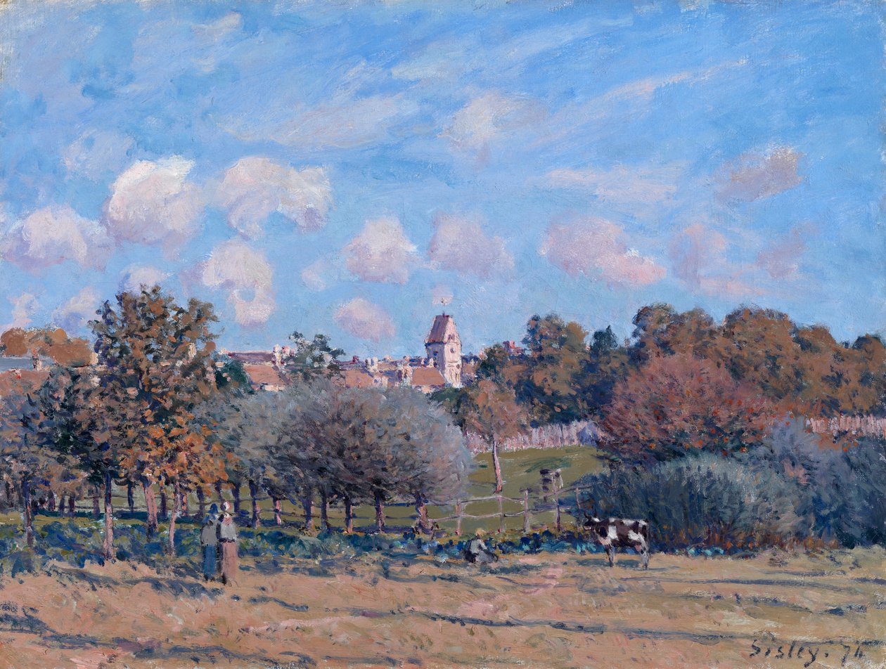 Klocktornet i Noisy-le-Roi, höst av Alfred Sisley