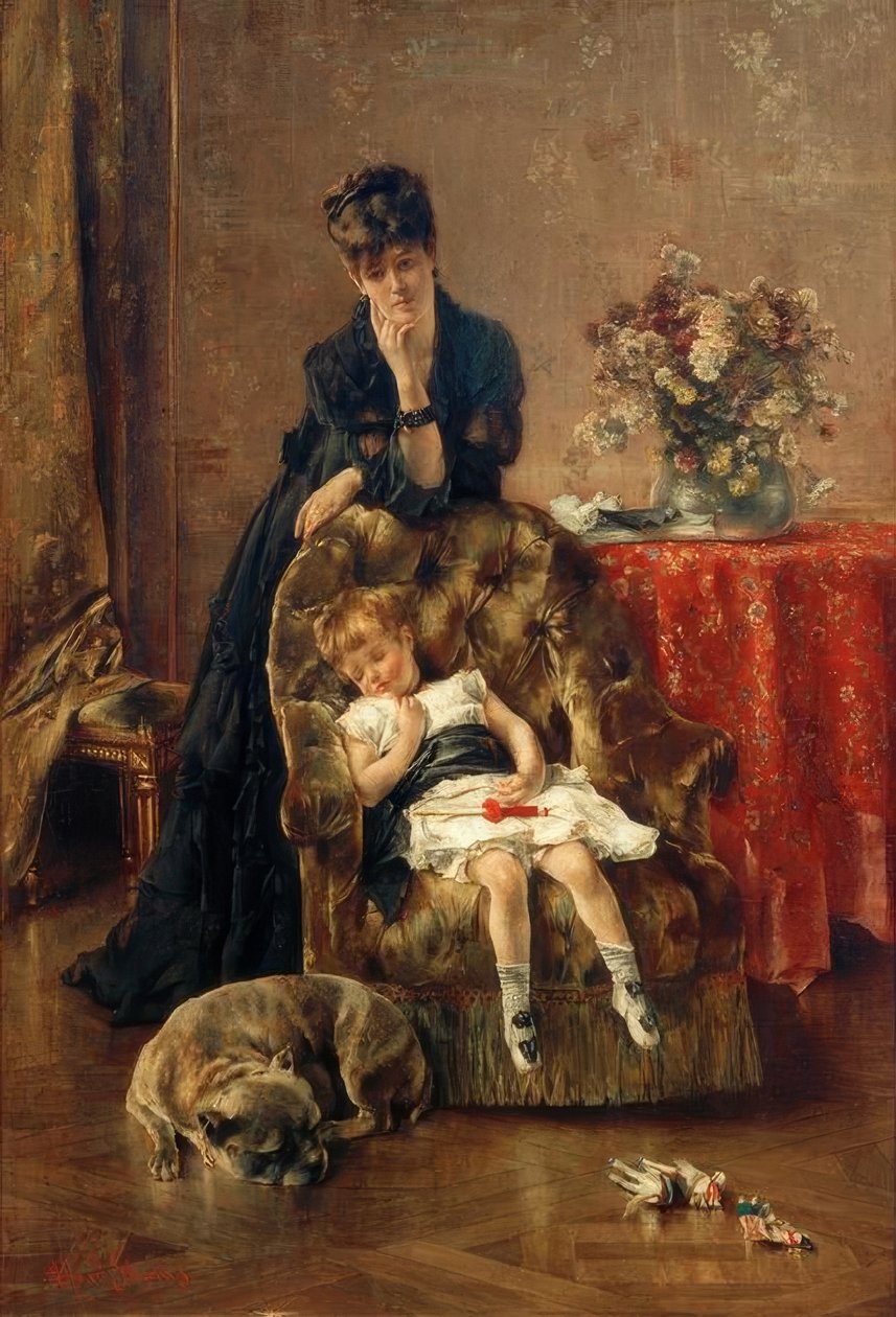 A.Stevens, Det sovande barnet av Alfred Emile Stevens