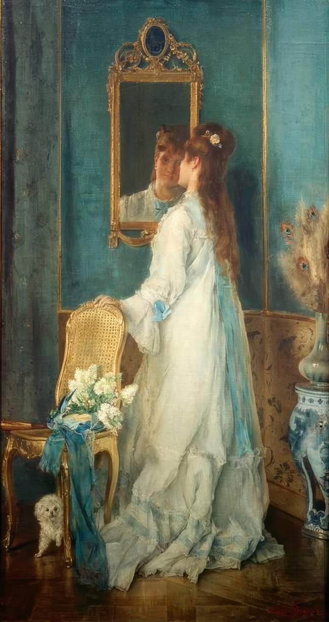 Alfred Stevens, flicka framför spegeln av Alfred Emile Stevens