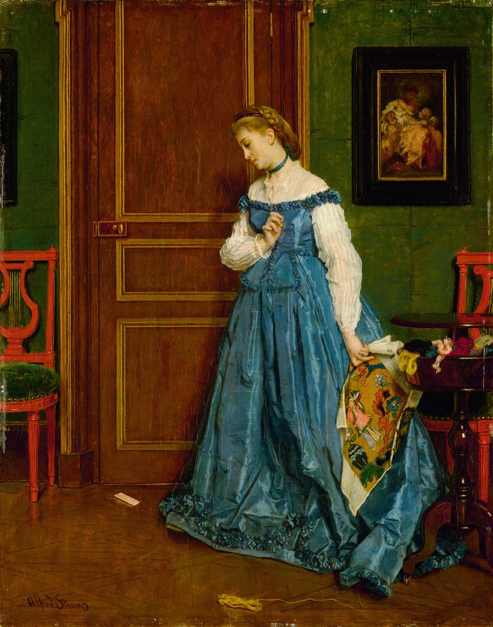 Tveka Madame Monteaux, ca. 1867. av Alfred Emile Stevens