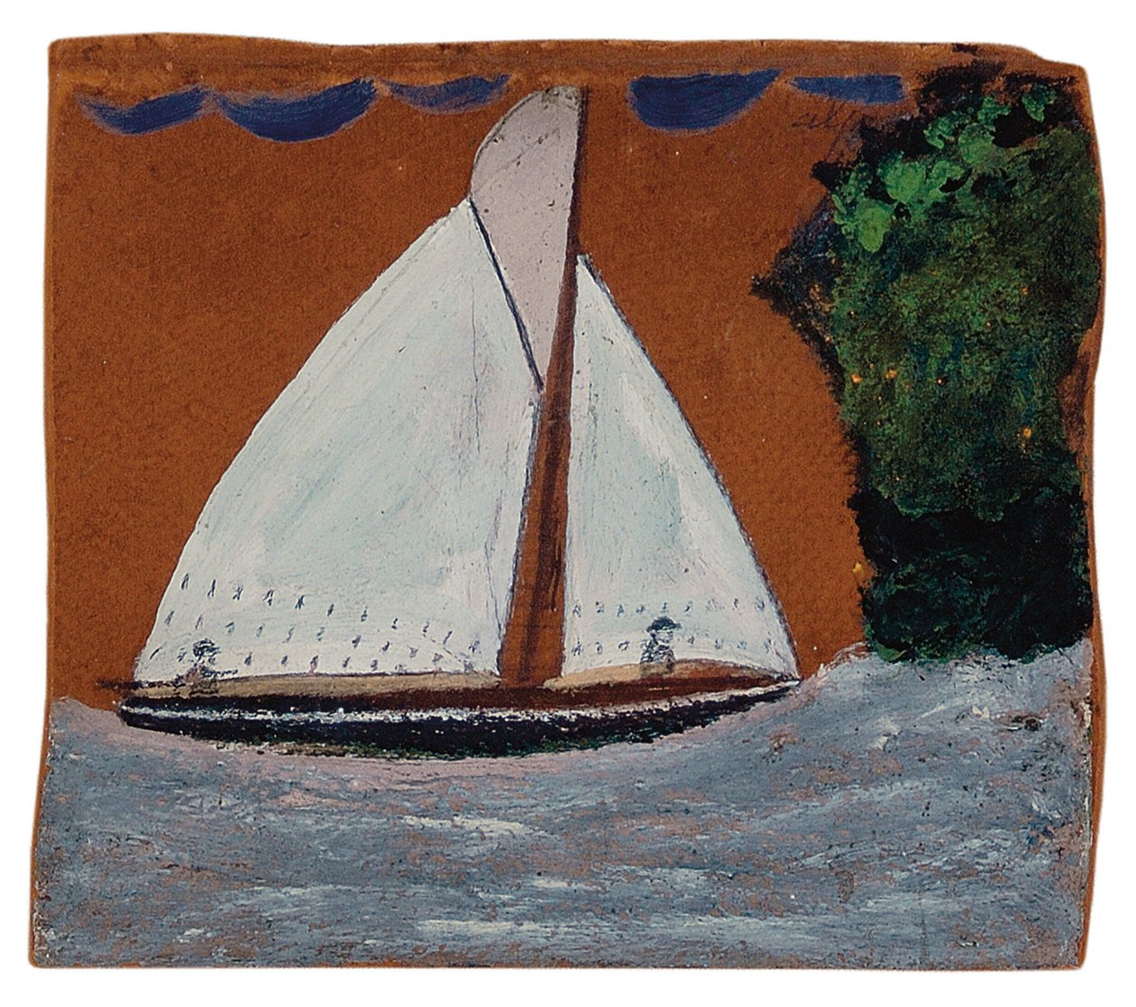 Segelbåt med brun himmel av Alfred Wallis