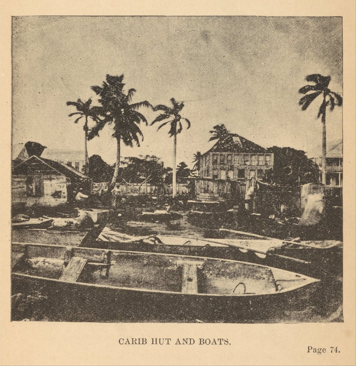 Carib Hut and Boats av Alice D. Le Plongeon
