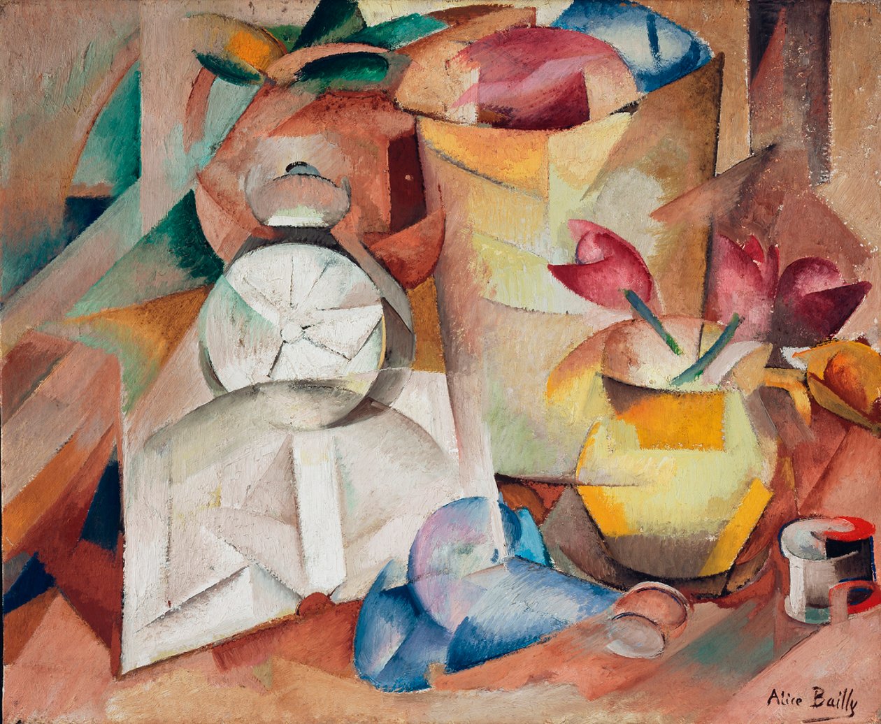 Stilleben med väckarklocka, 1913. av Alice Bailly