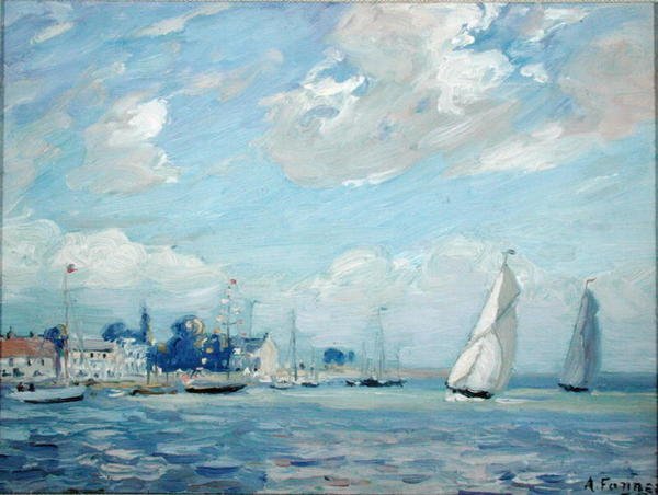 En luftig dag (olja på tavla) av Alice Maud Fanner