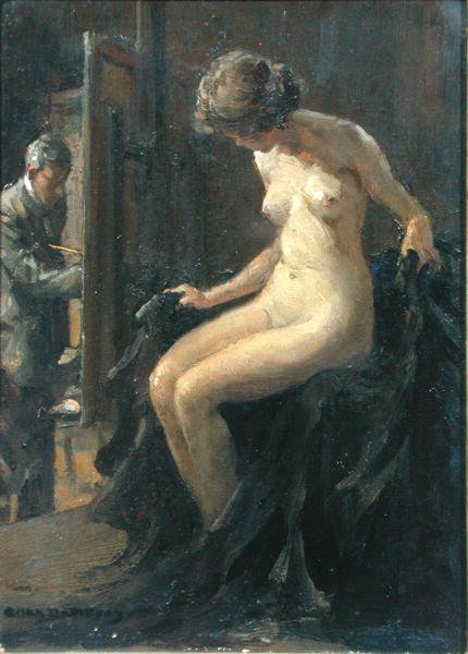 The Studio (olja på panel) av Allan Douglas Davidson