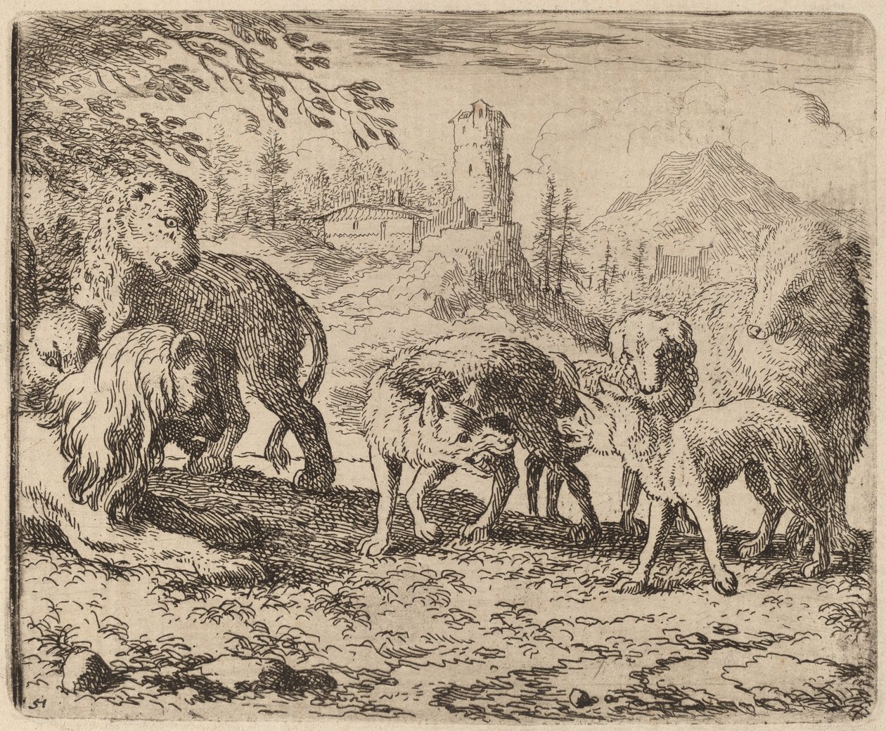Reynard Condemned, förmodligen ca. 16451656. av Allart van Everdingen