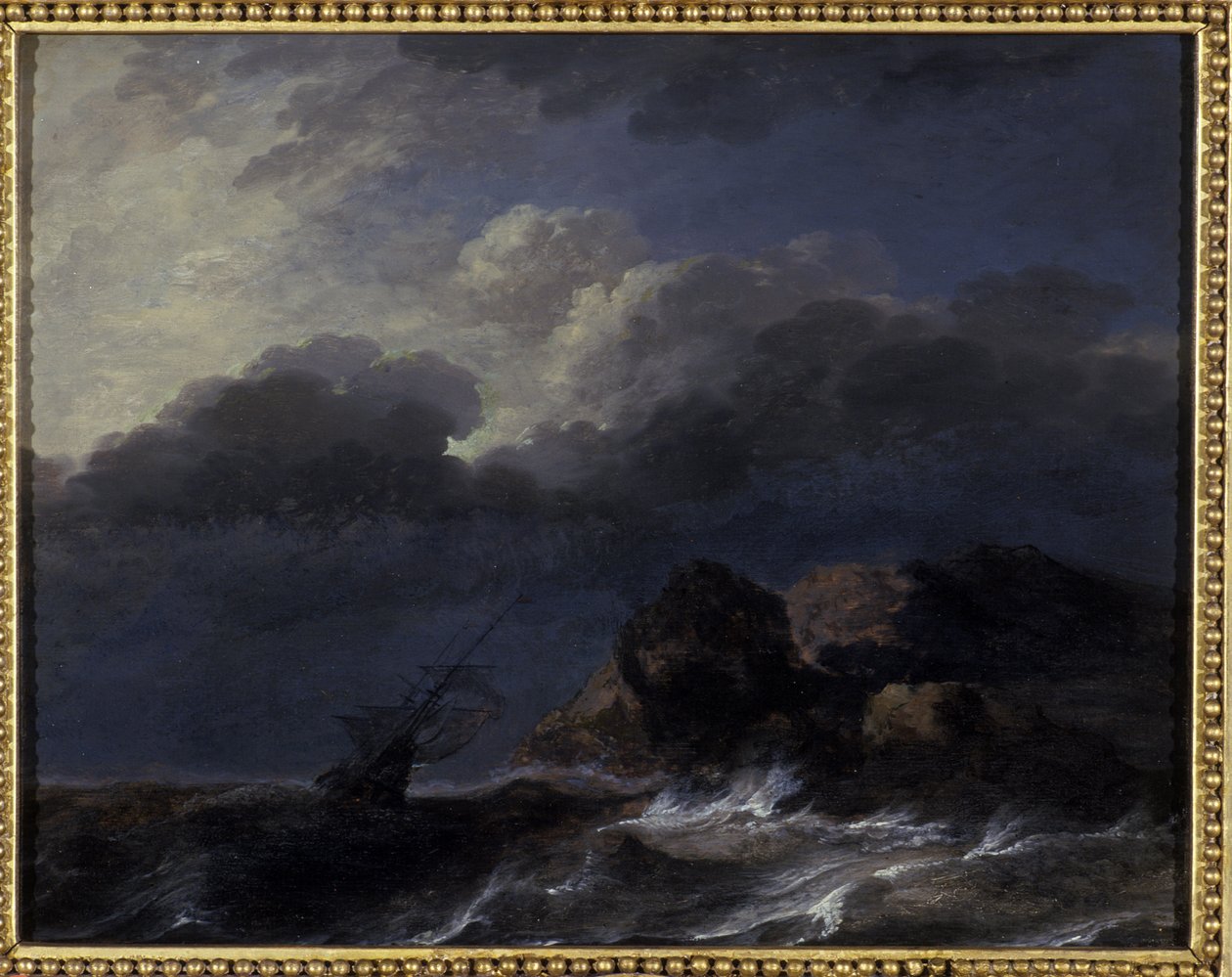 Seascape (olja på ek) av Allart van Everdingen