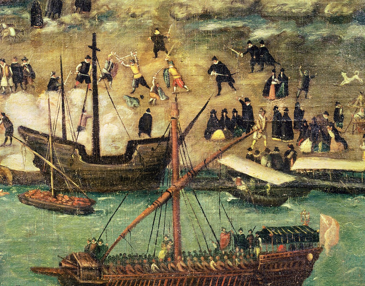 Sevillas hamn, ca 1590 (detaljer) av Alonso Sánchez Coello