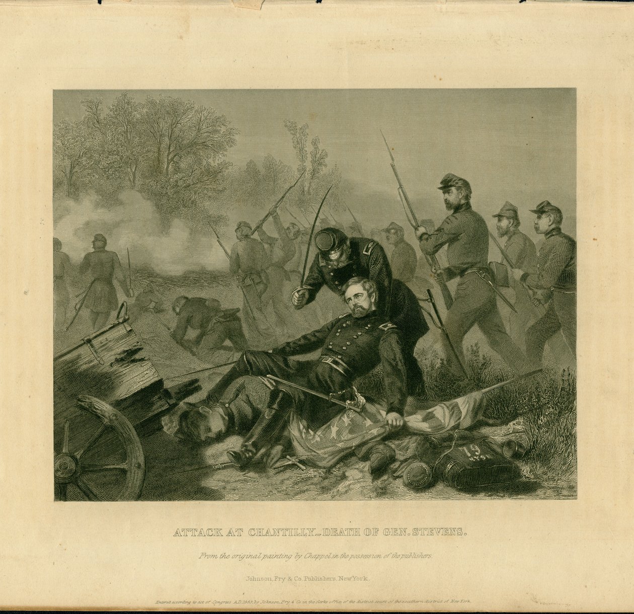 Attack at Chantilly. Death of Gen. Stevens av Alonzo Chappel