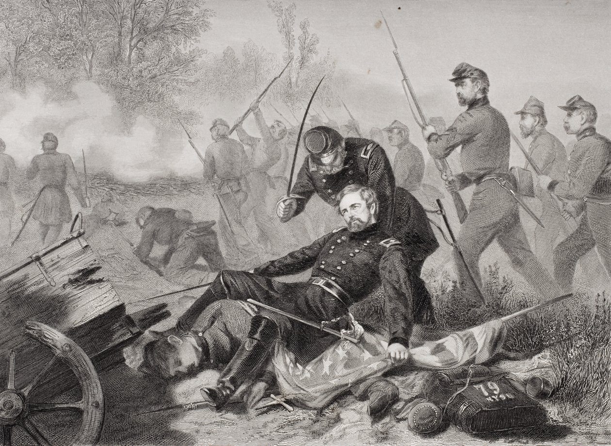 General Isaac Stevens (1818-62:a) död under attacken mot Chantilly, Virginia 1862 av Alonzo Chappel